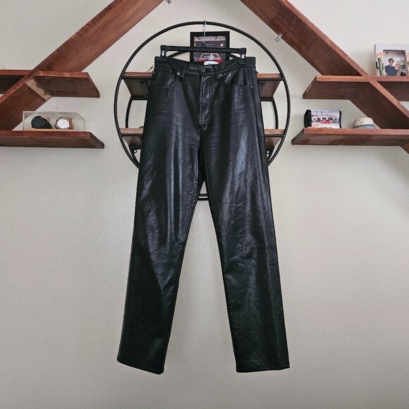 Agolde 90's Pinch Waist High Rise Straight Long (Recycled Leather) - Picture 3 of 8